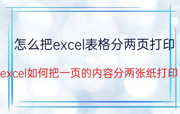 怎么把excel表格分两页打印 excel如何把一页的内容分两张纸打印？